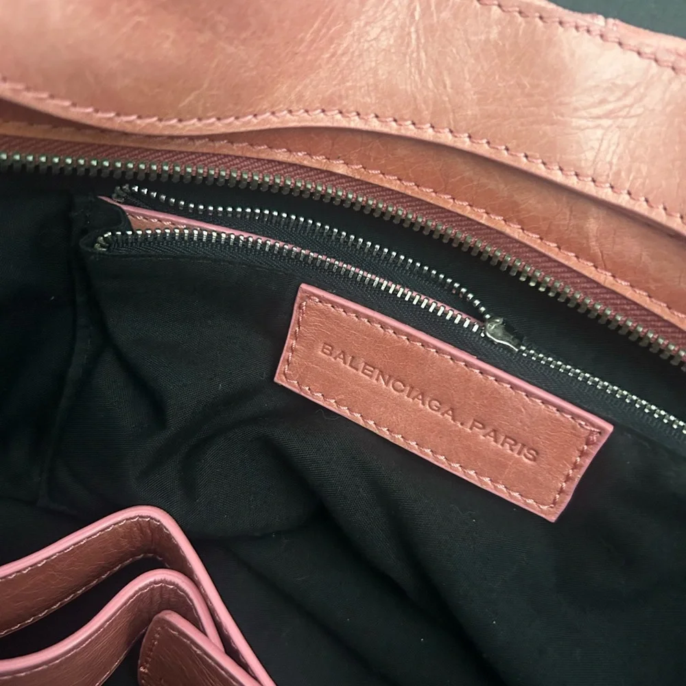 Coral Pink Leather Satchel Bag with Detachable Strap - Picture 14 of 16